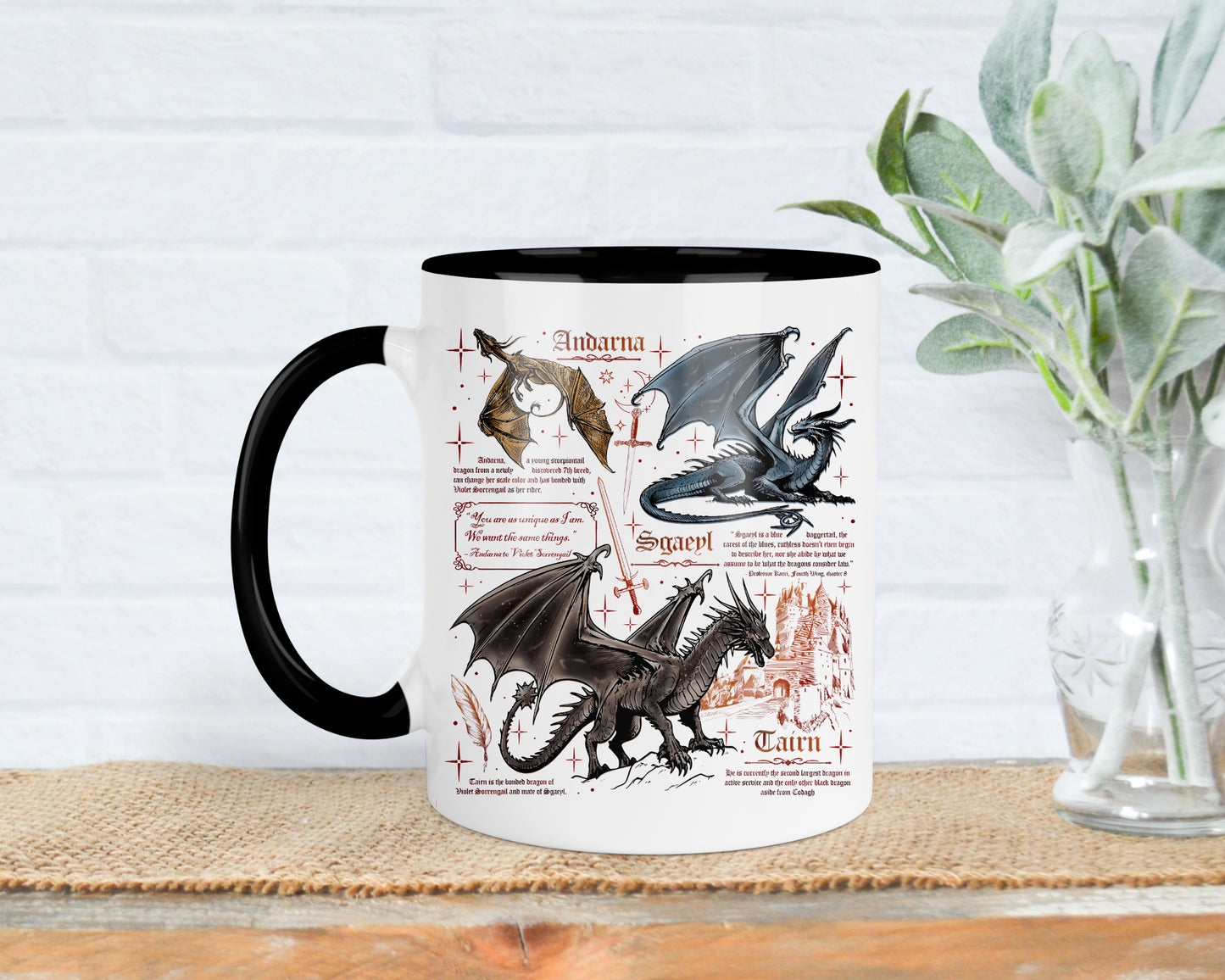 Fourth wing dragon mug, Tairn and Andarna, Dragon Rider, Bookish Gifts, Reading gift, iron flame, onyx storm, Xaden and Sgaeyl