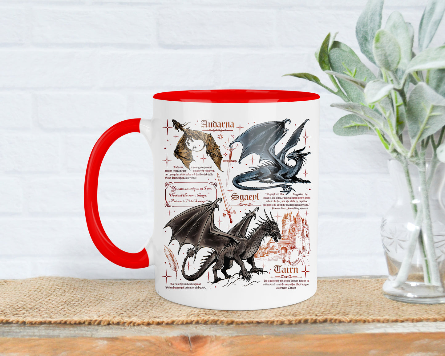 Fourth wing dragon mug, Tairn and Andarna, Dragon Rider, Bookish Gifts, Reading gift, iron flame, onyx storm, Xaden and Sgaeyl
