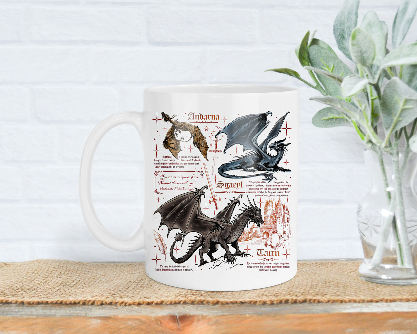 Fourth wing dragon mug, Tairn and Andarna, Dragon Rider, Bookish Gifts, Reading gift, iron flame, onyx storm, Xaden and Sgaeyl