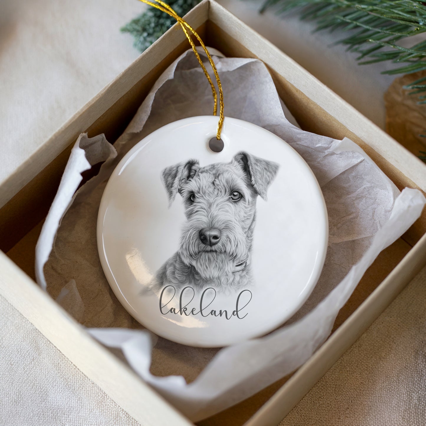 Personalised Lakeland Terrier Christmas bauble
