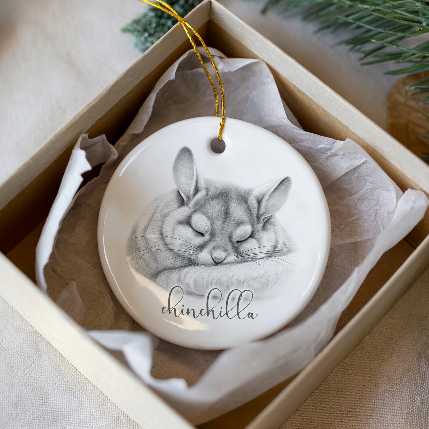 Personalised chinchilla Christmas bauble, chinchilla ceramic bauble, chinchilla lovers Christmas gift, pet chinchilla