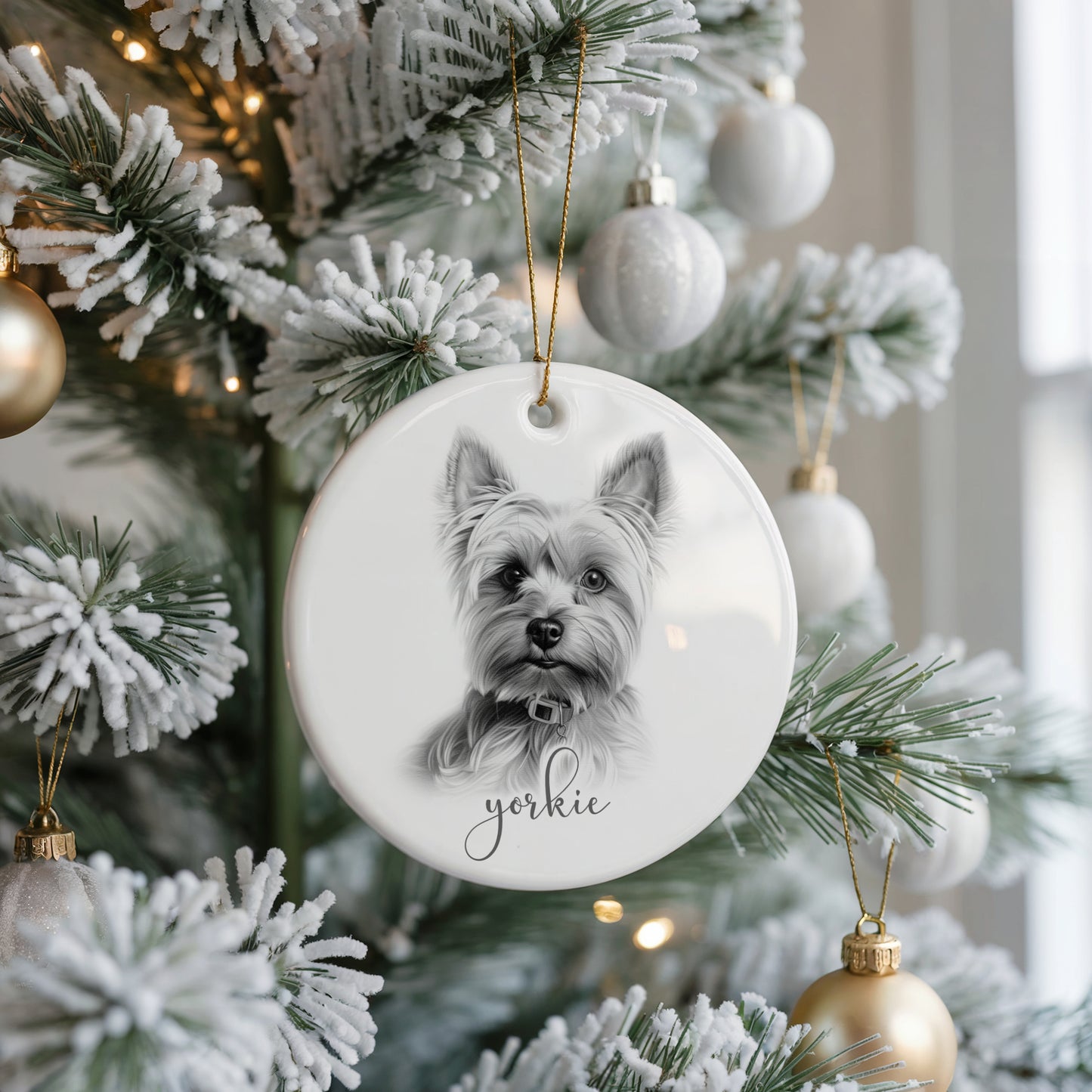Personalised Yorkshire terrier Christmas bauble, dog breed ceramic bauble, dog lovers Christmas gift, yorkie dog, Yorkshire terrier gift