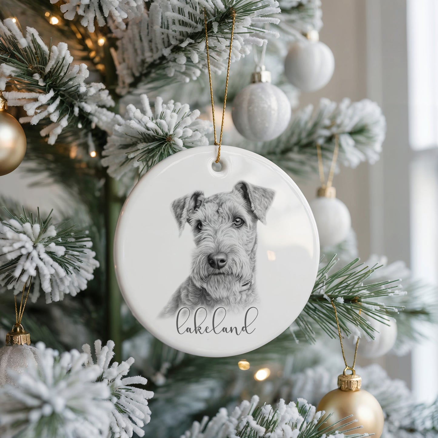 Personalised Lakeland Terrier Christmas bauble
