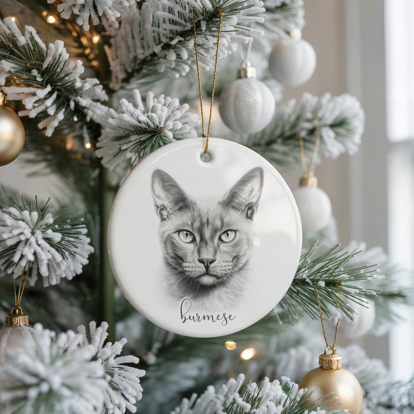 Personalised Burmese Cat Christmas bauble