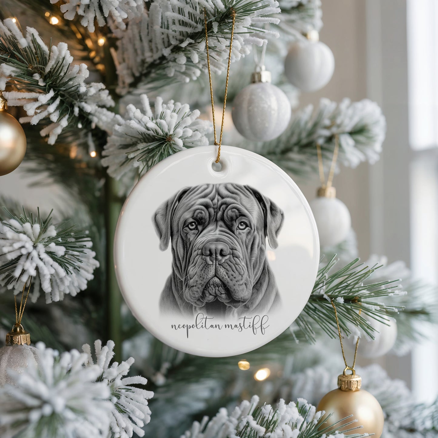 Personalised Neopolitan Mastiff Christmas bauble