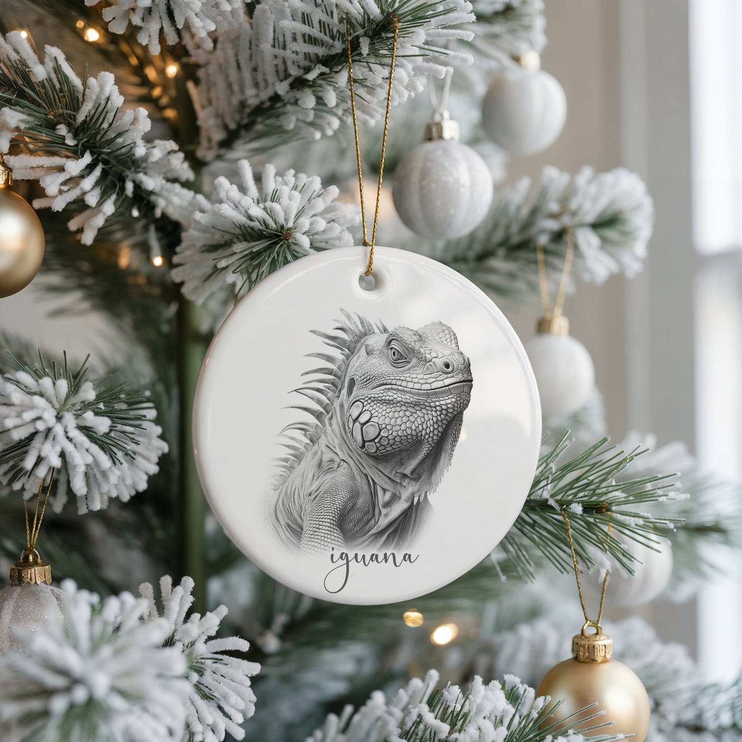 Personalised iguana Christmas bauble, iguana ceramic bauble, dragon lovers Christmas gift, iguana, pet reptile