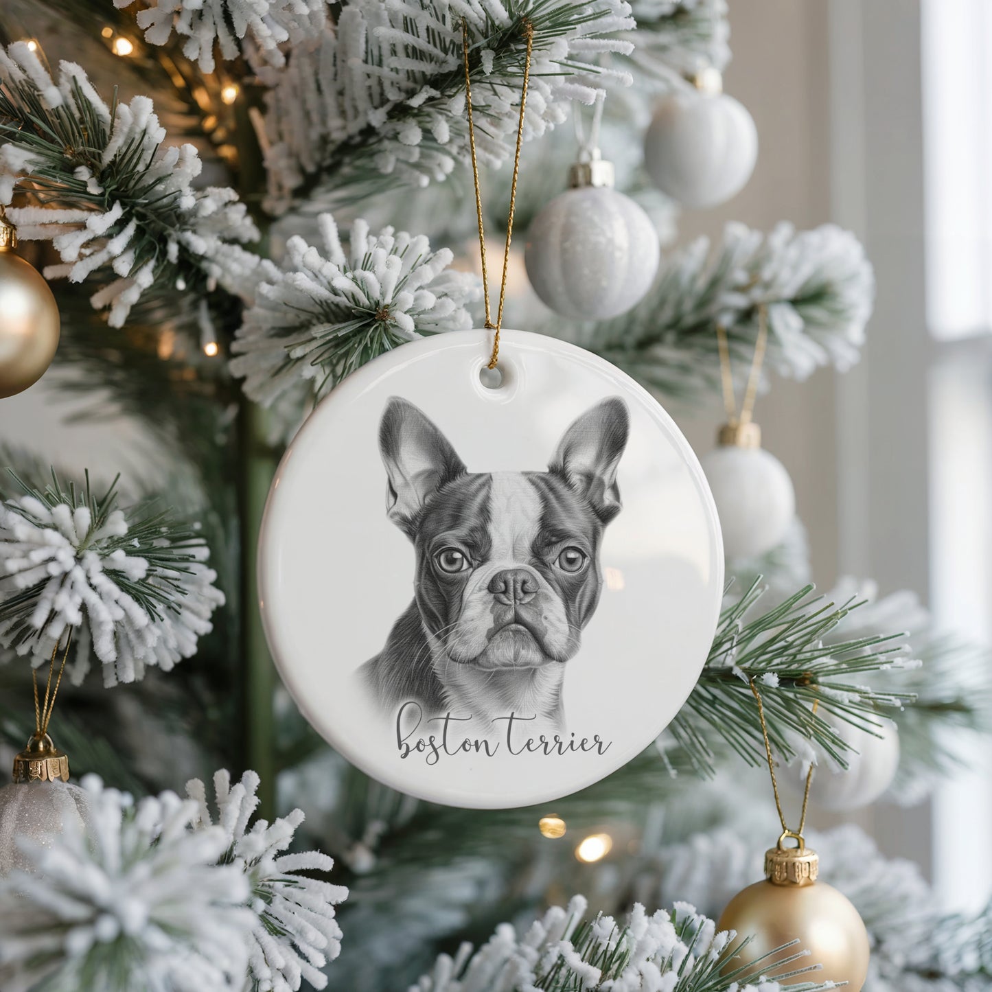 Personalised Boston Terrier Christmas bauble