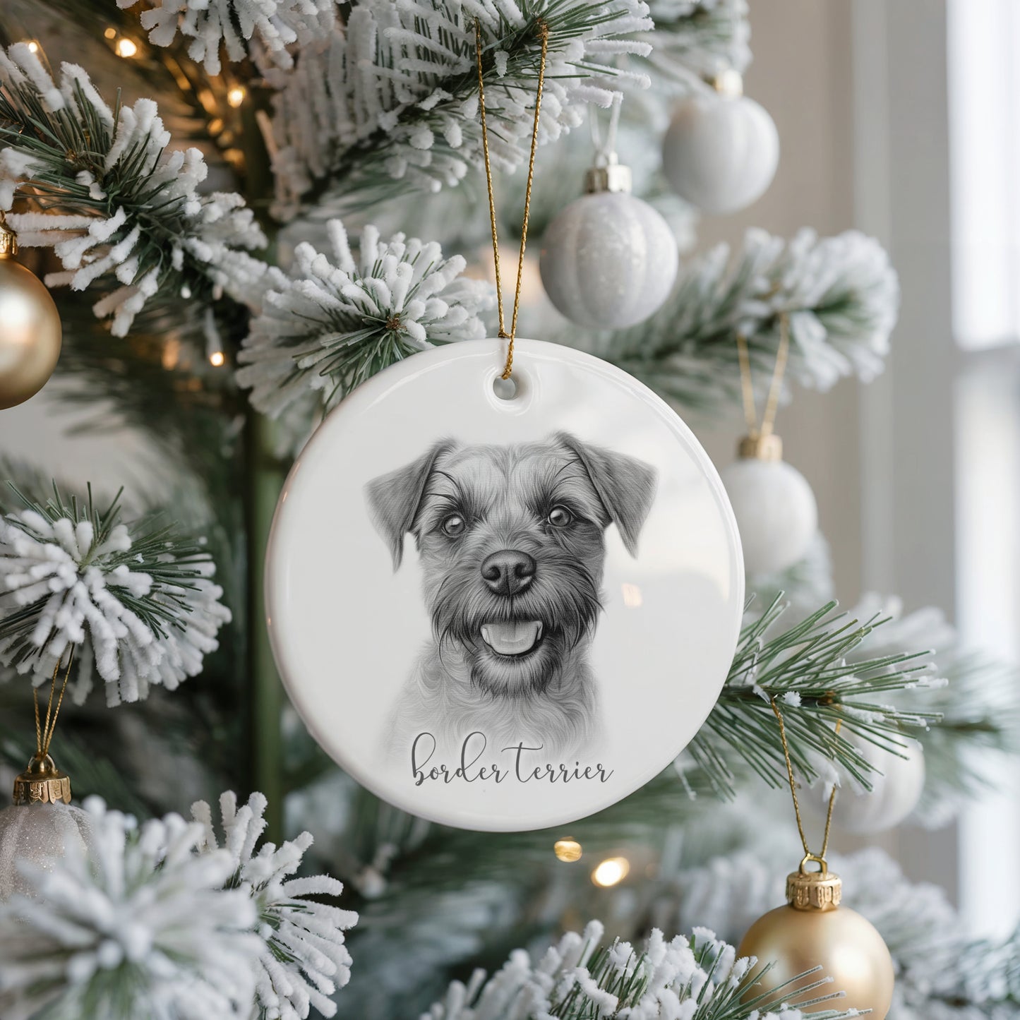 Personalised Border Terrier Christmas bauble