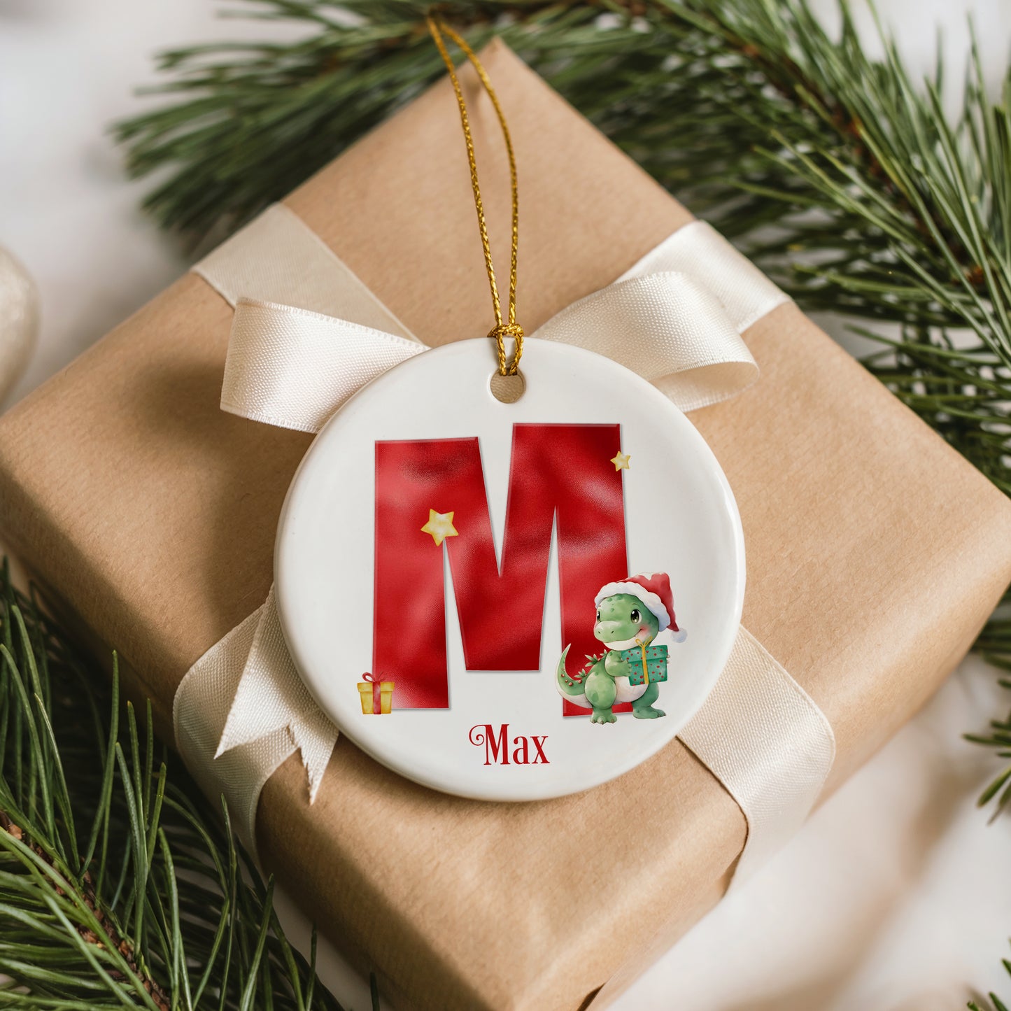 Personalised Christmas Dinosaur Bauble, T-Rex Bauble, Children's Bauble, Dinosaur Themed Tree Decor