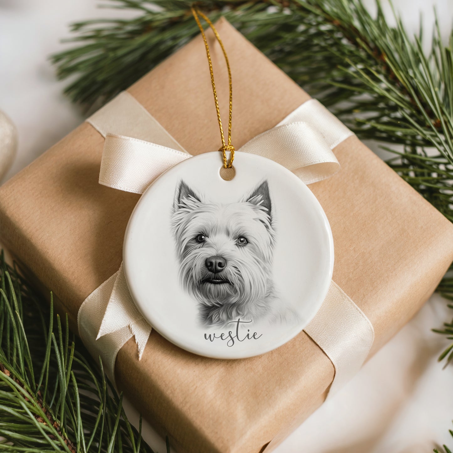Personalised Westie Christmas bauble