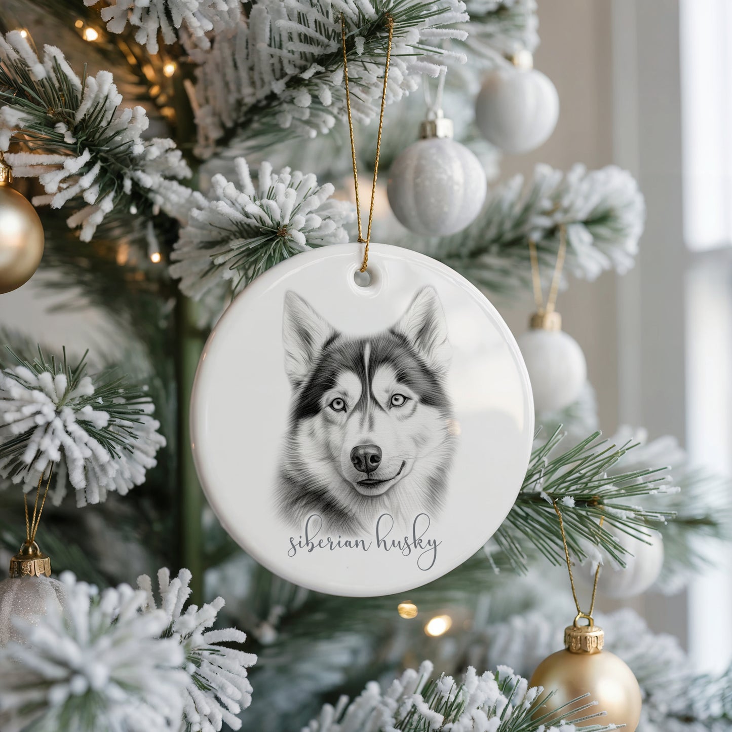 Personalised Siberian Husky Christmas bauble