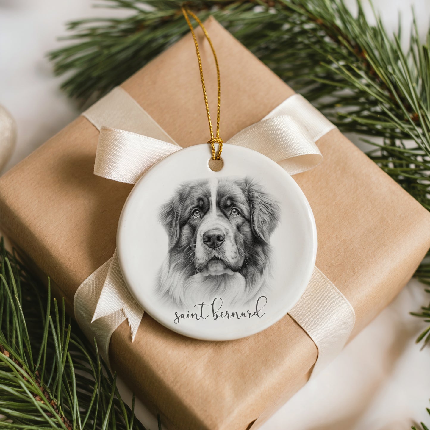 Personalised Saint Bernard Christmas bauble