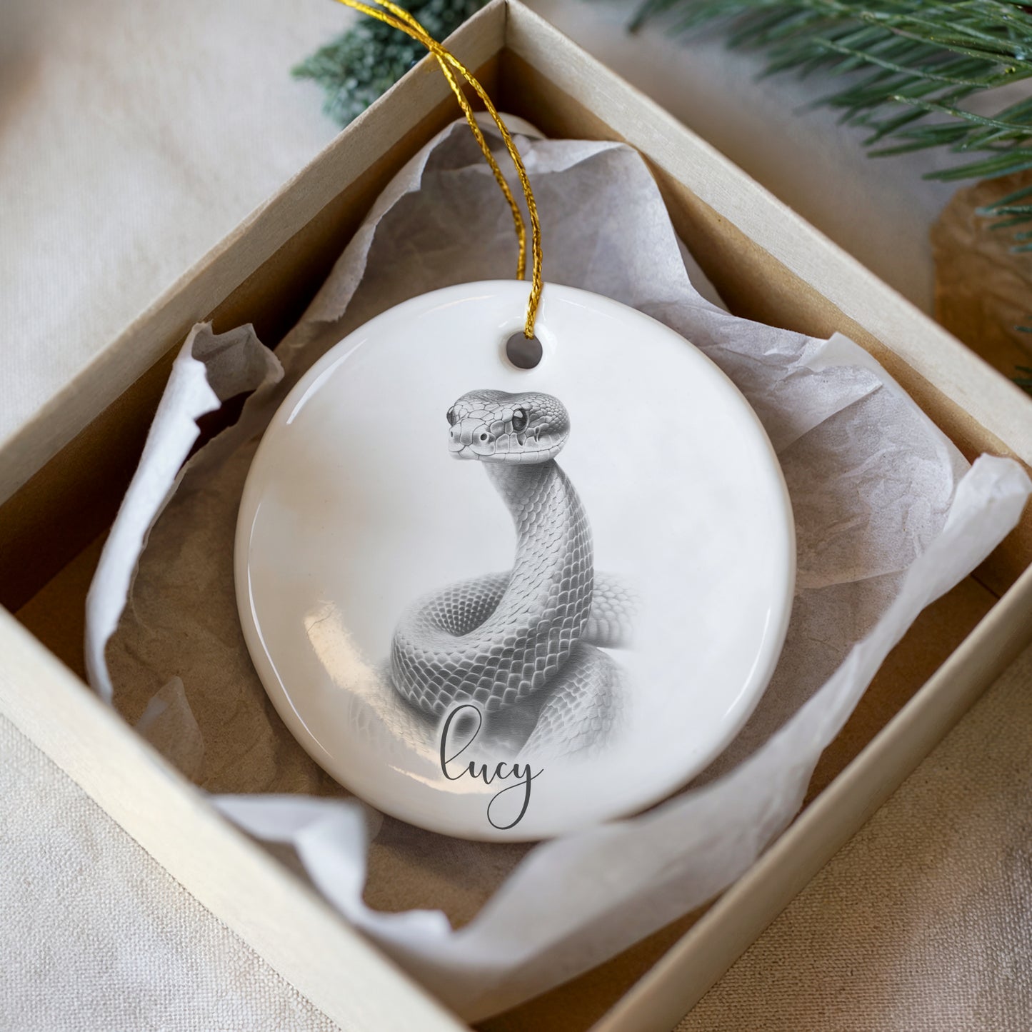 Personalised pet snake Christmas bauble