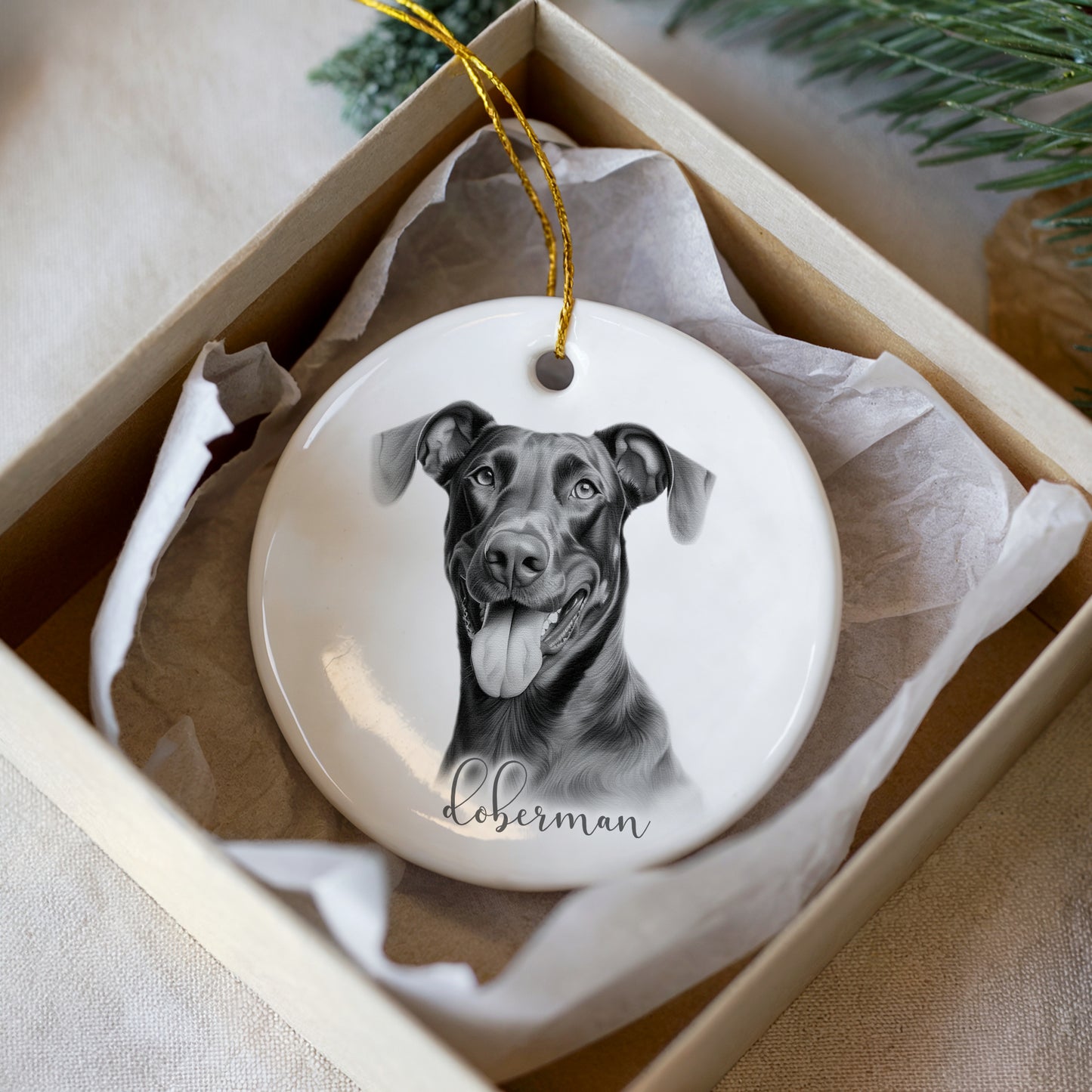 Personalised Doberman Christmas bauble