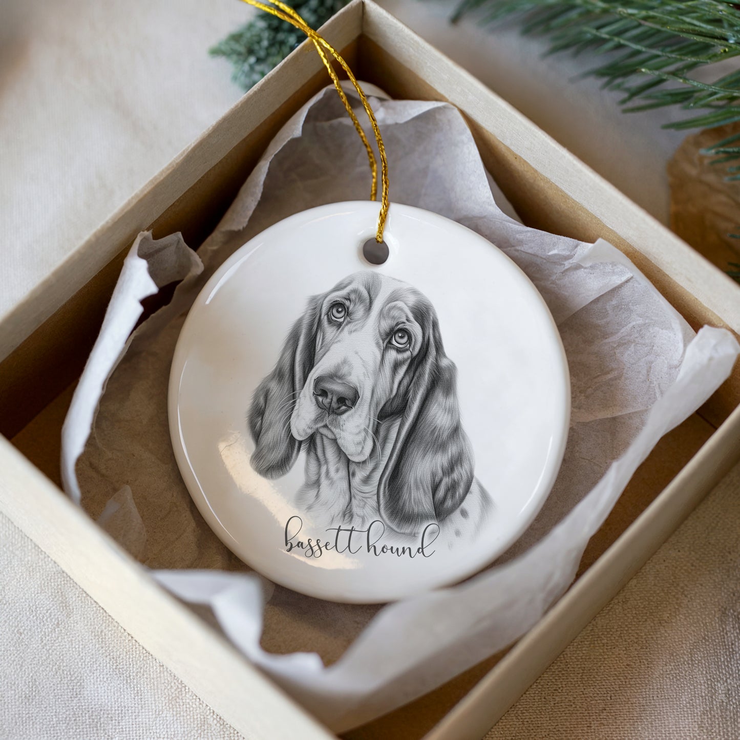 Personalised Bassett Hound Christmas bauble