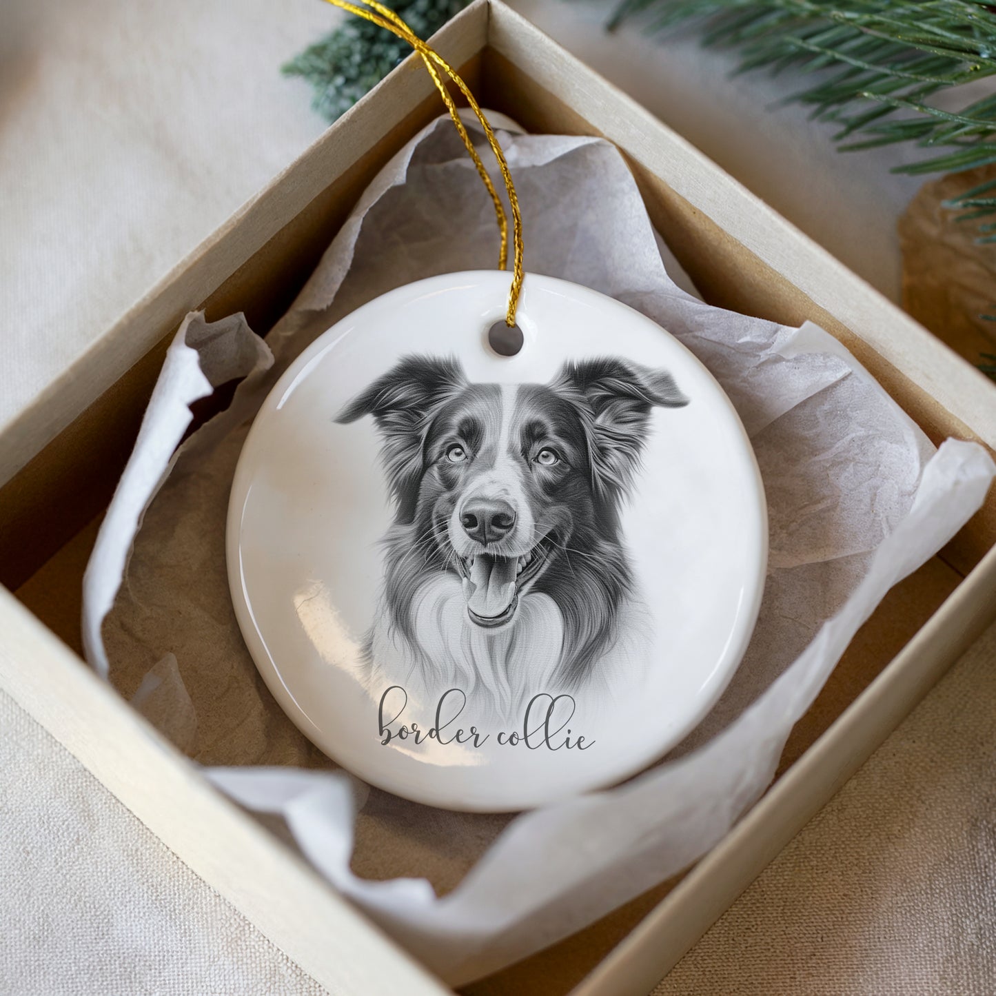 Personalised Border Collie Christmas bauble