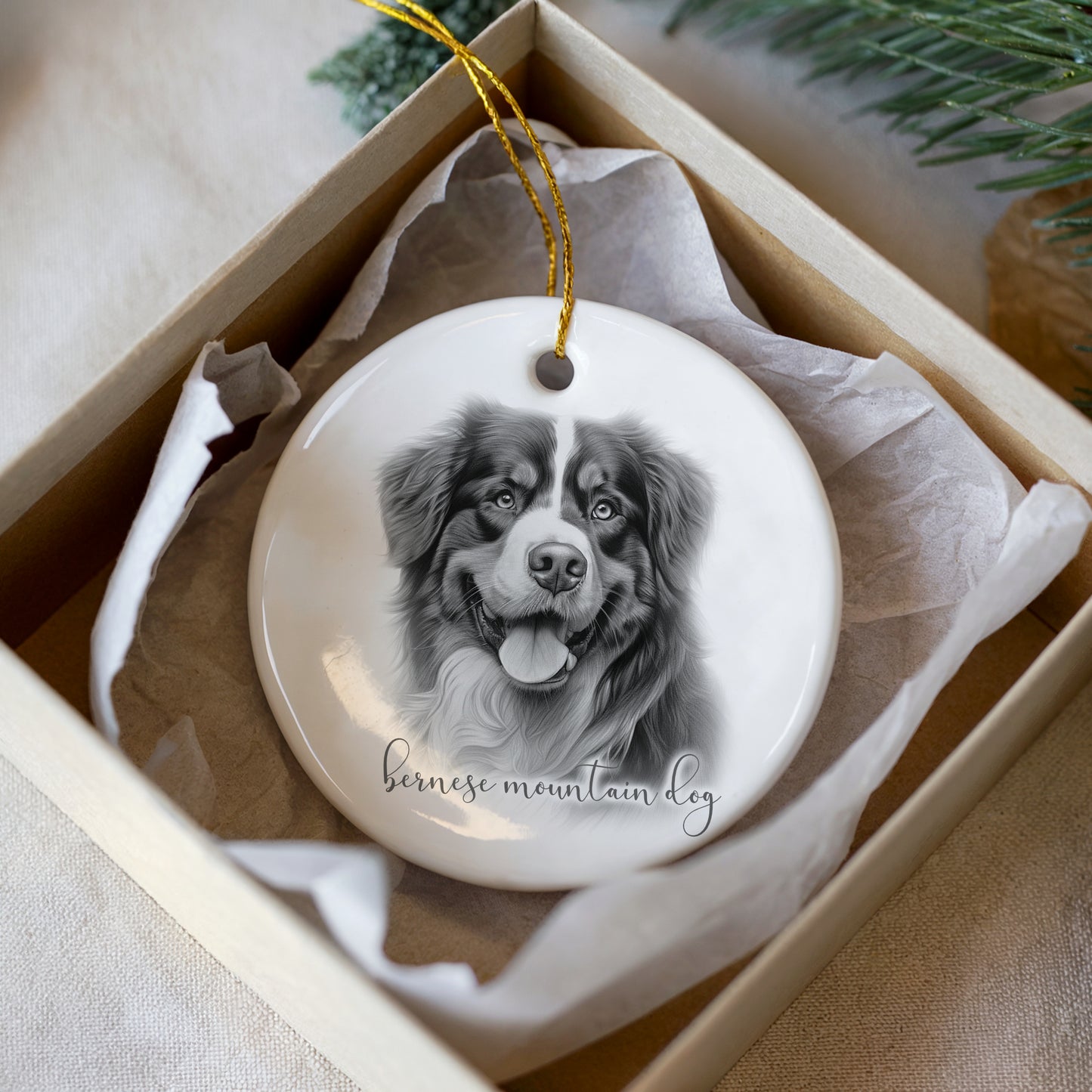 Personalised Bernese Mountain Dog Christmas bauble