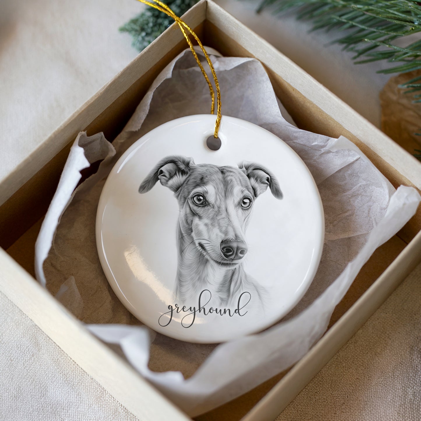 Personalised Greyhound Christmas bauble