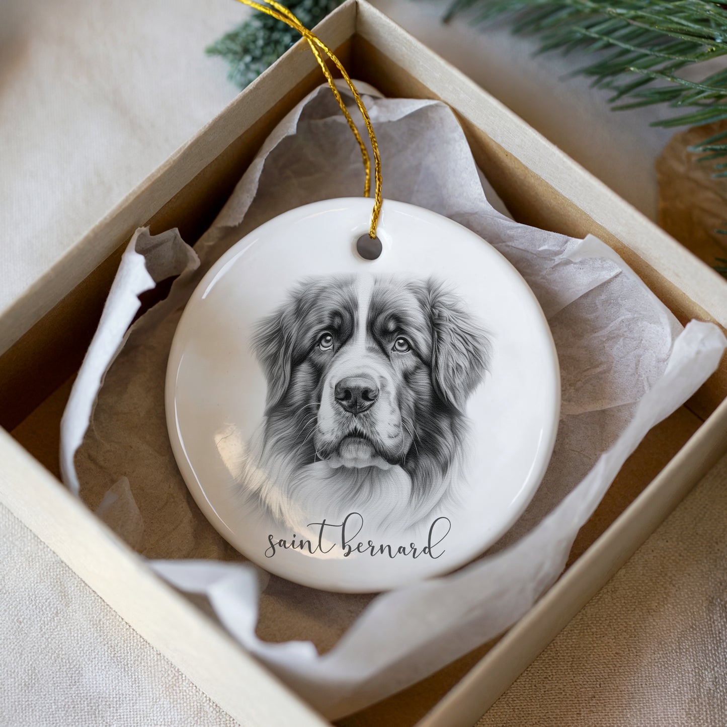 Personalised Saint Bernard Christmas bauble