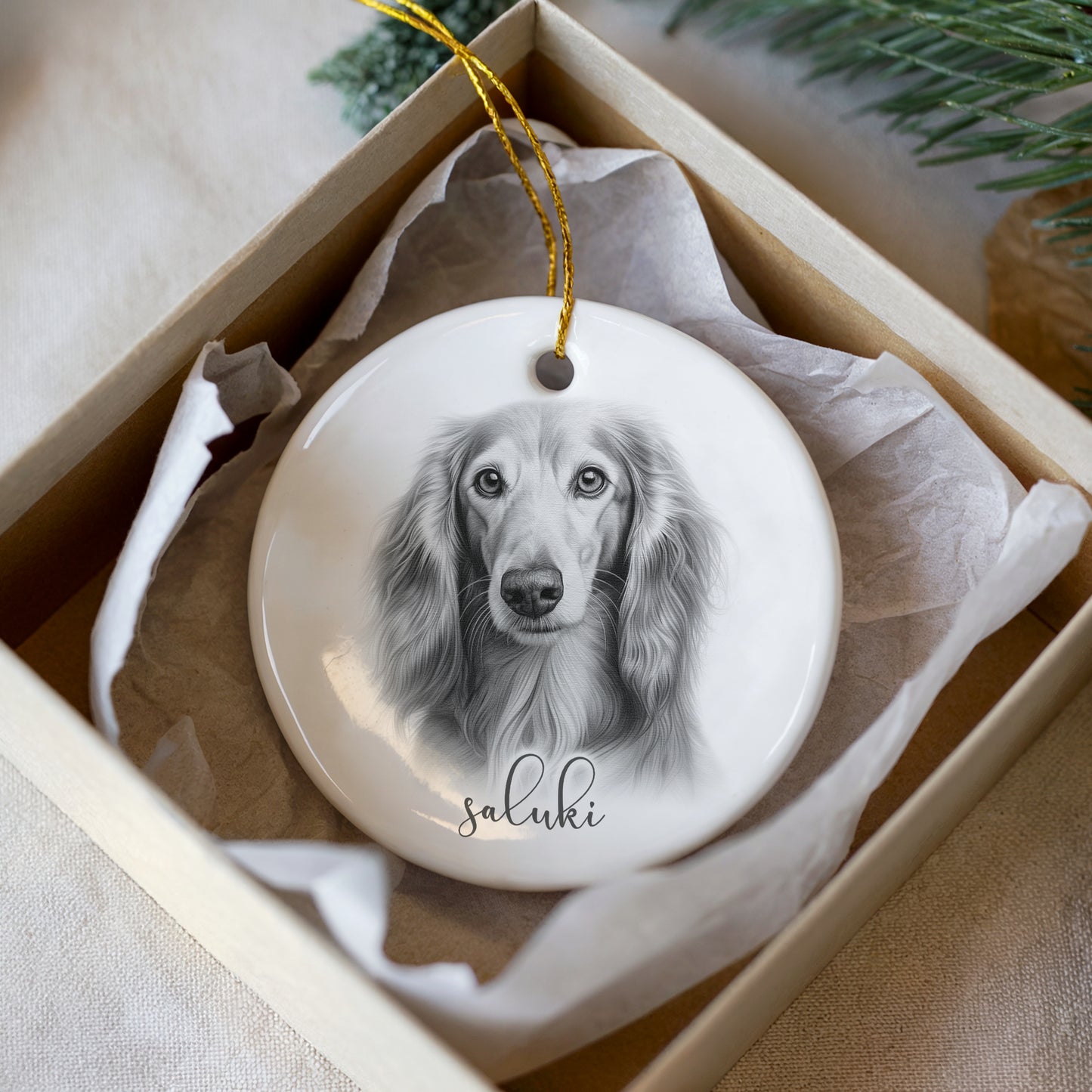 Personalised Saluki Christmas bauble