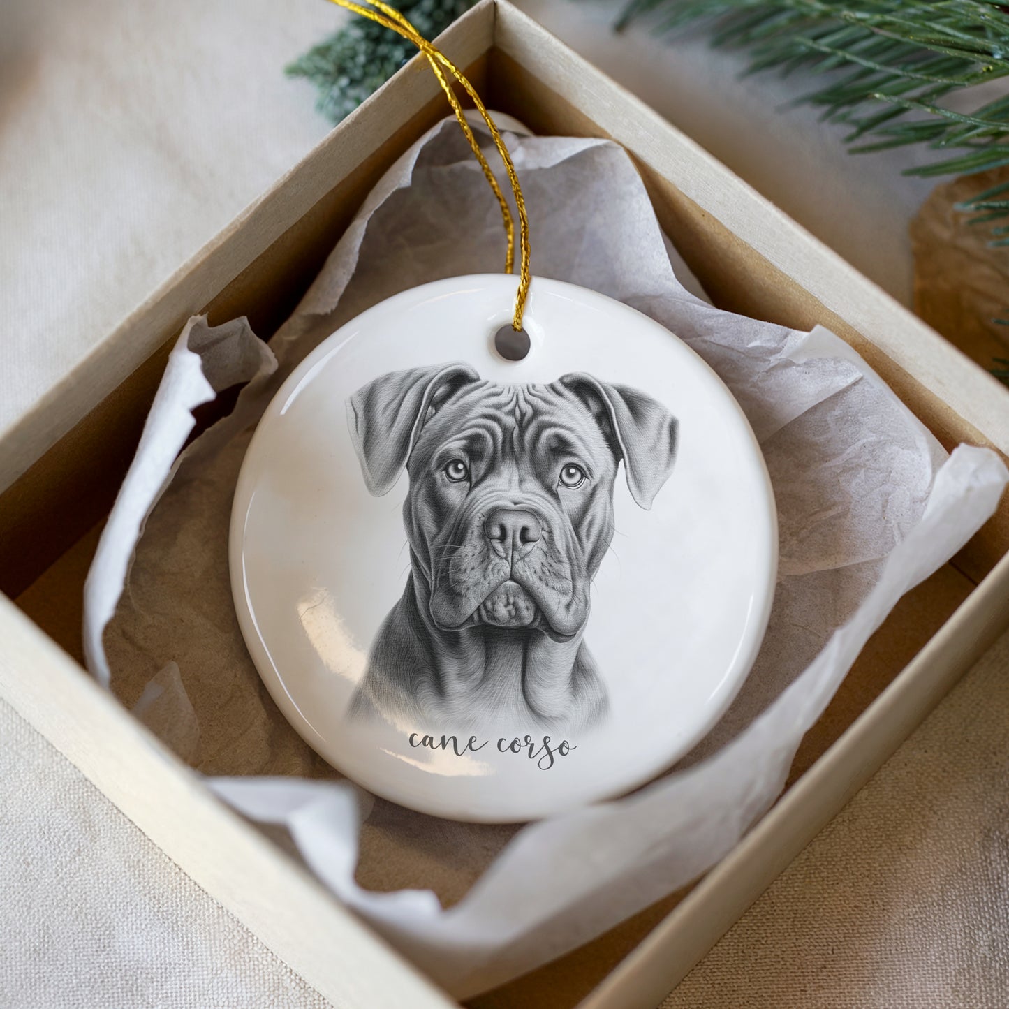 Personalised Cane Corso Christmas bauble