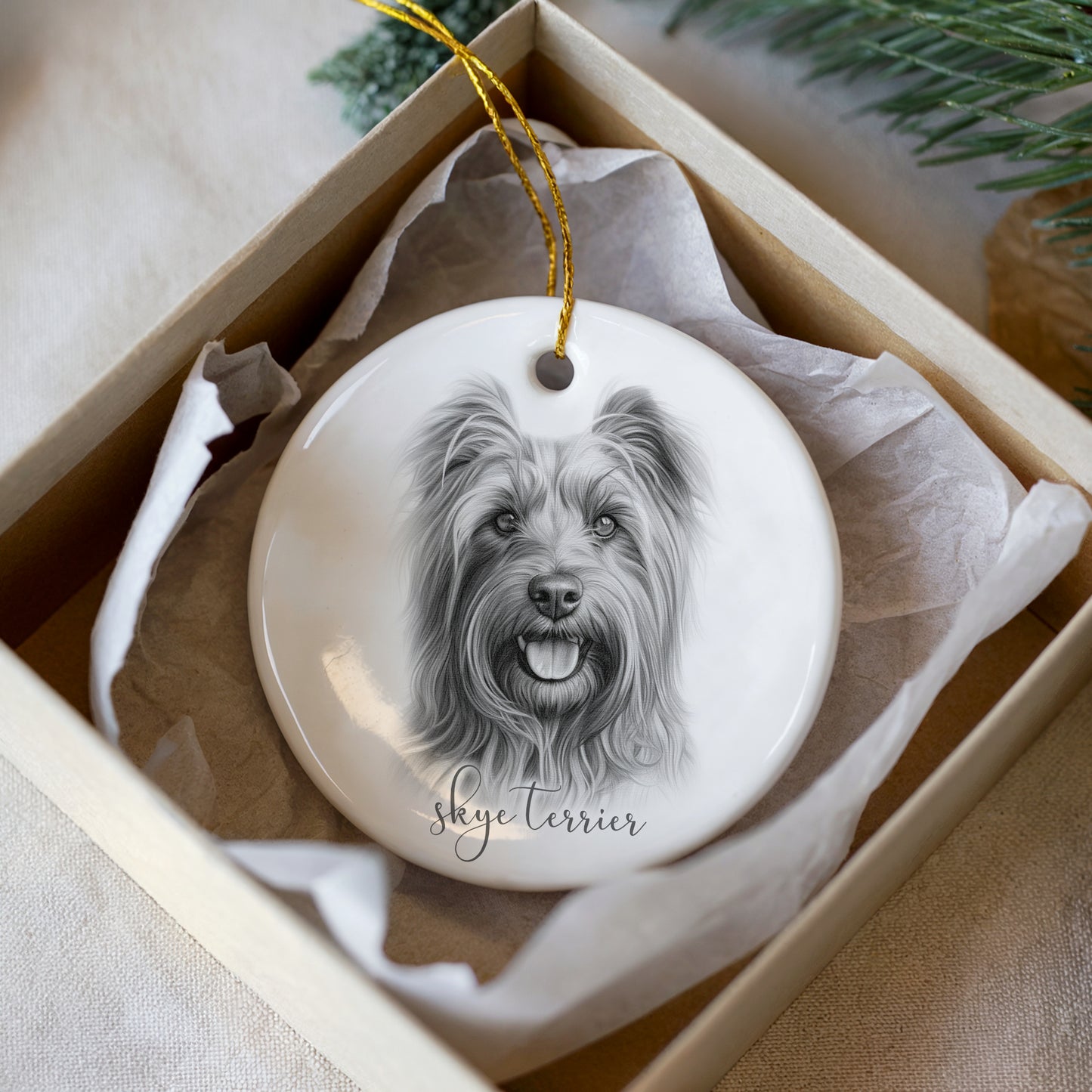 Personalised Skye Terrier Christmas bauble