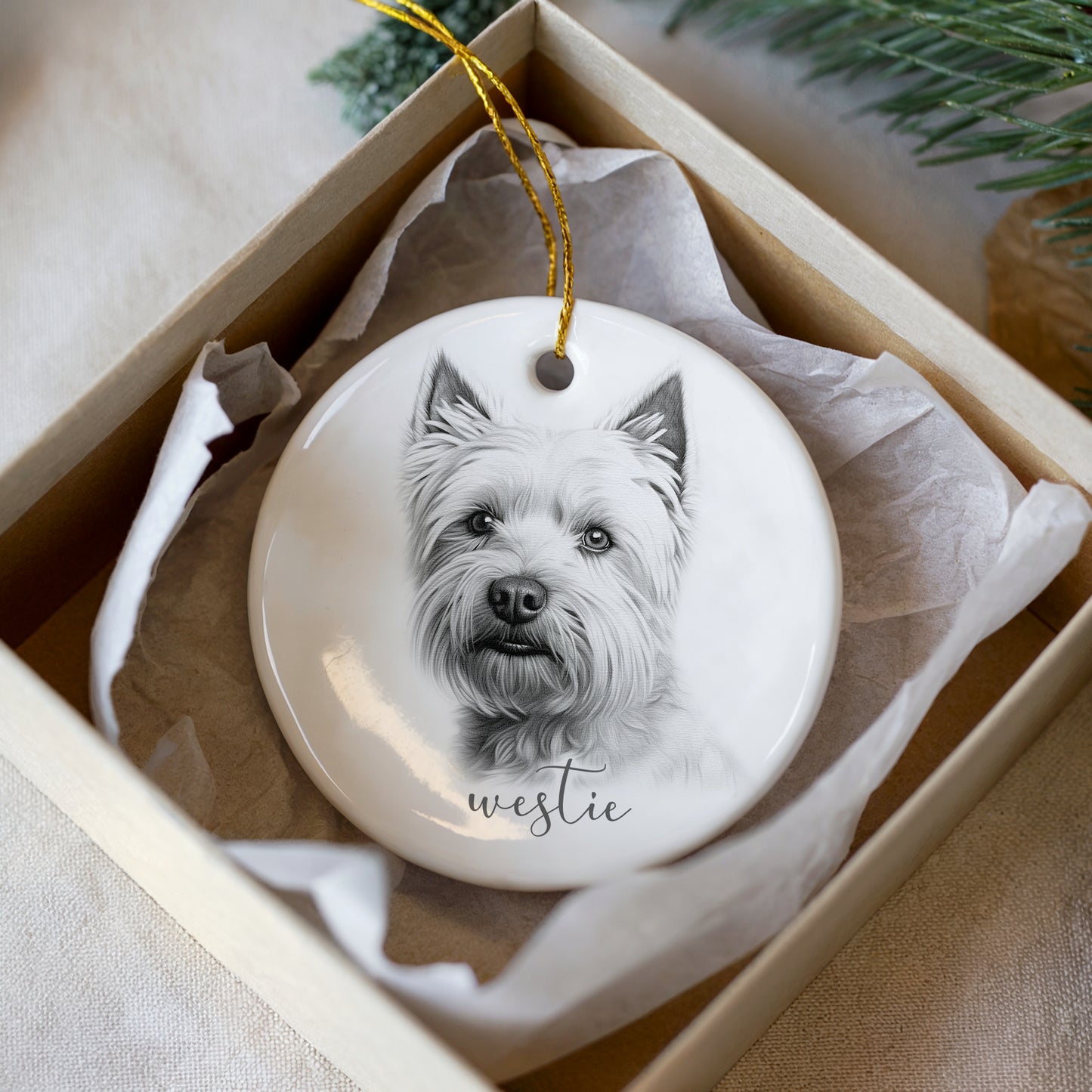 Personalised Westie Christmas bauble