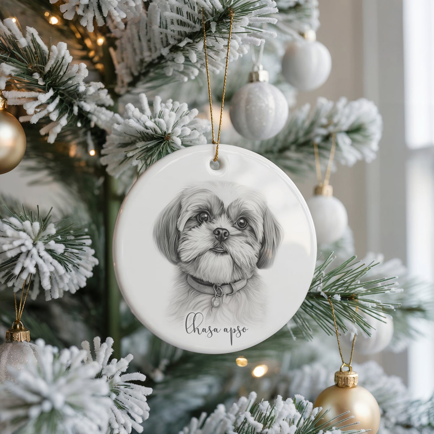 Personalised Lhasa Apso Christmas bauble