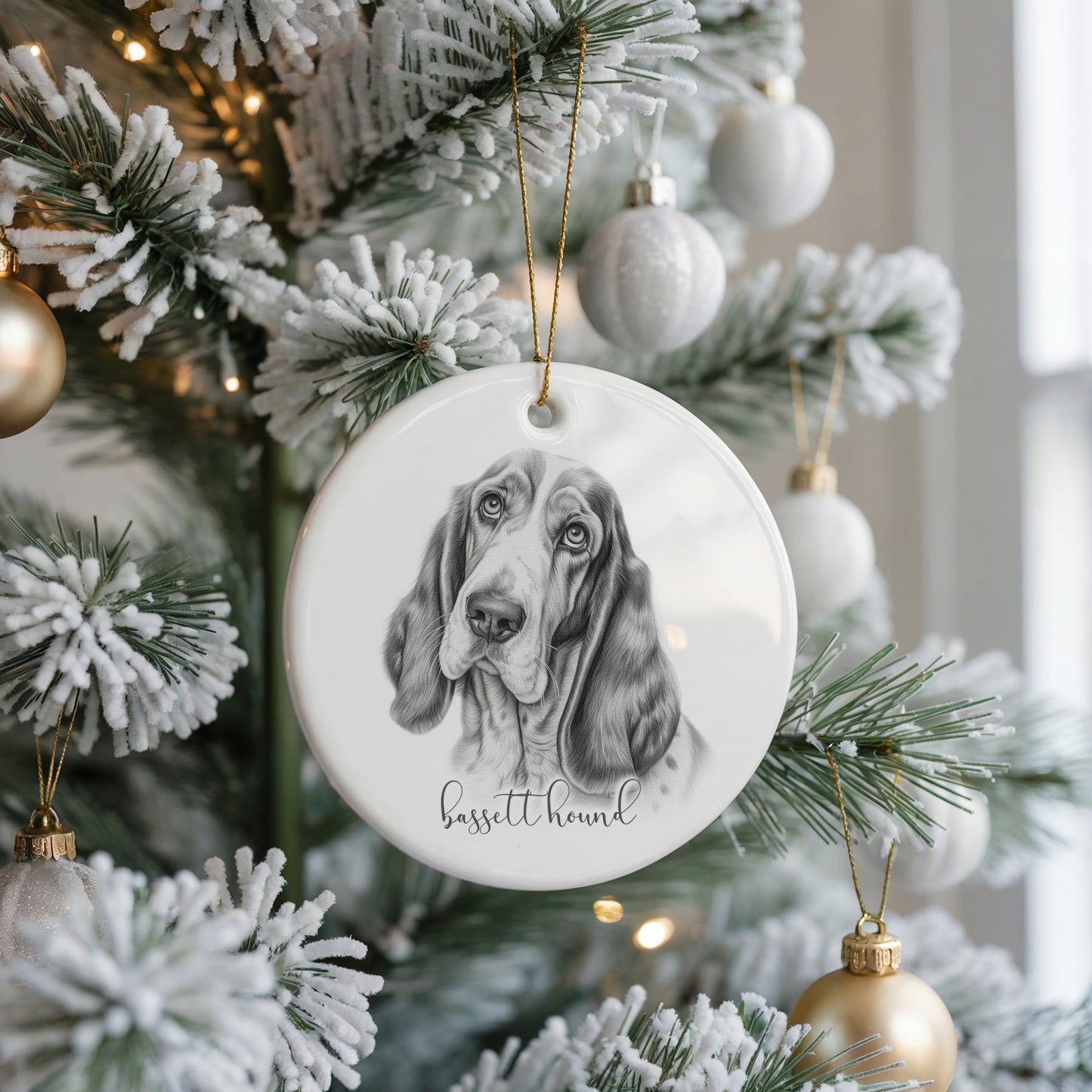 Personalised Bassett Hound Christmas bauble