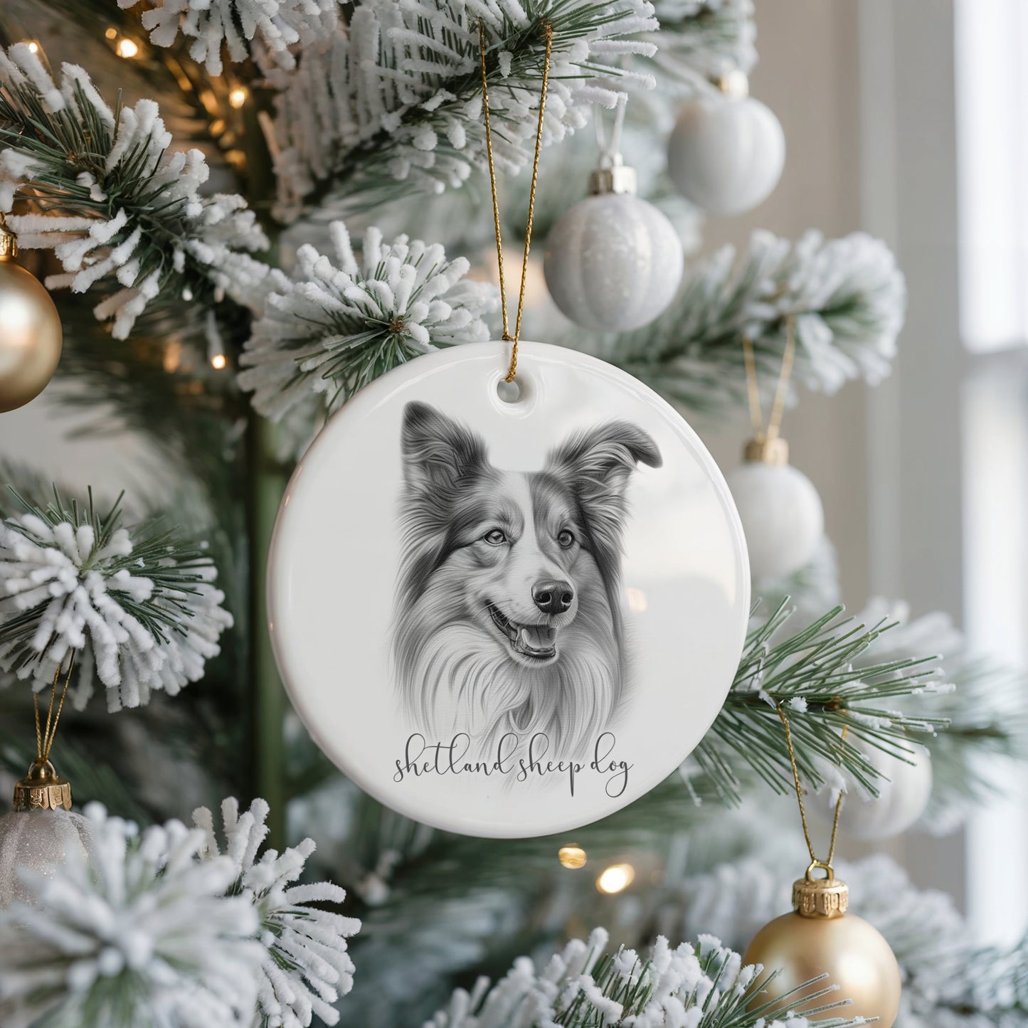 Personalised Shetland Sheep Dog Christmas bauble