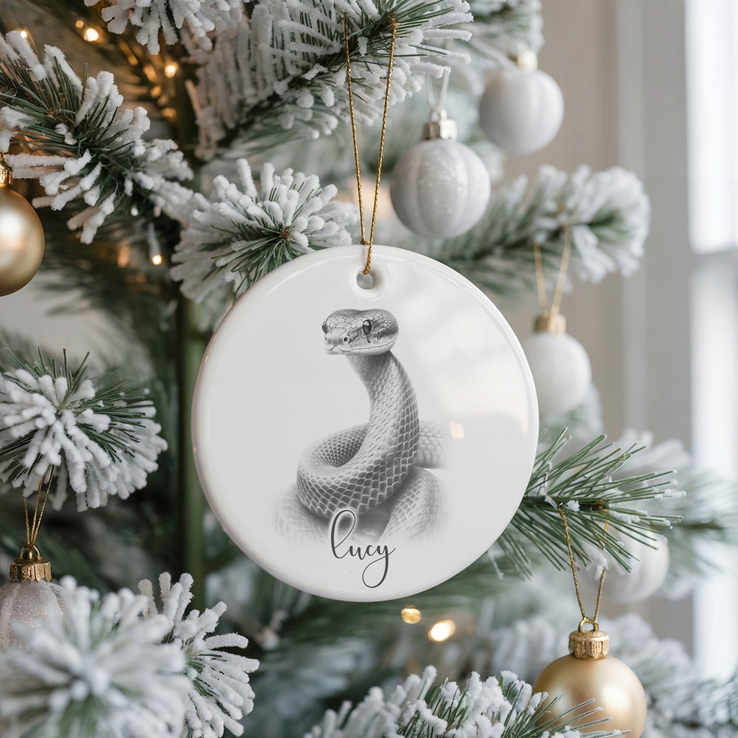 Personalised pet snake Christmas bauble