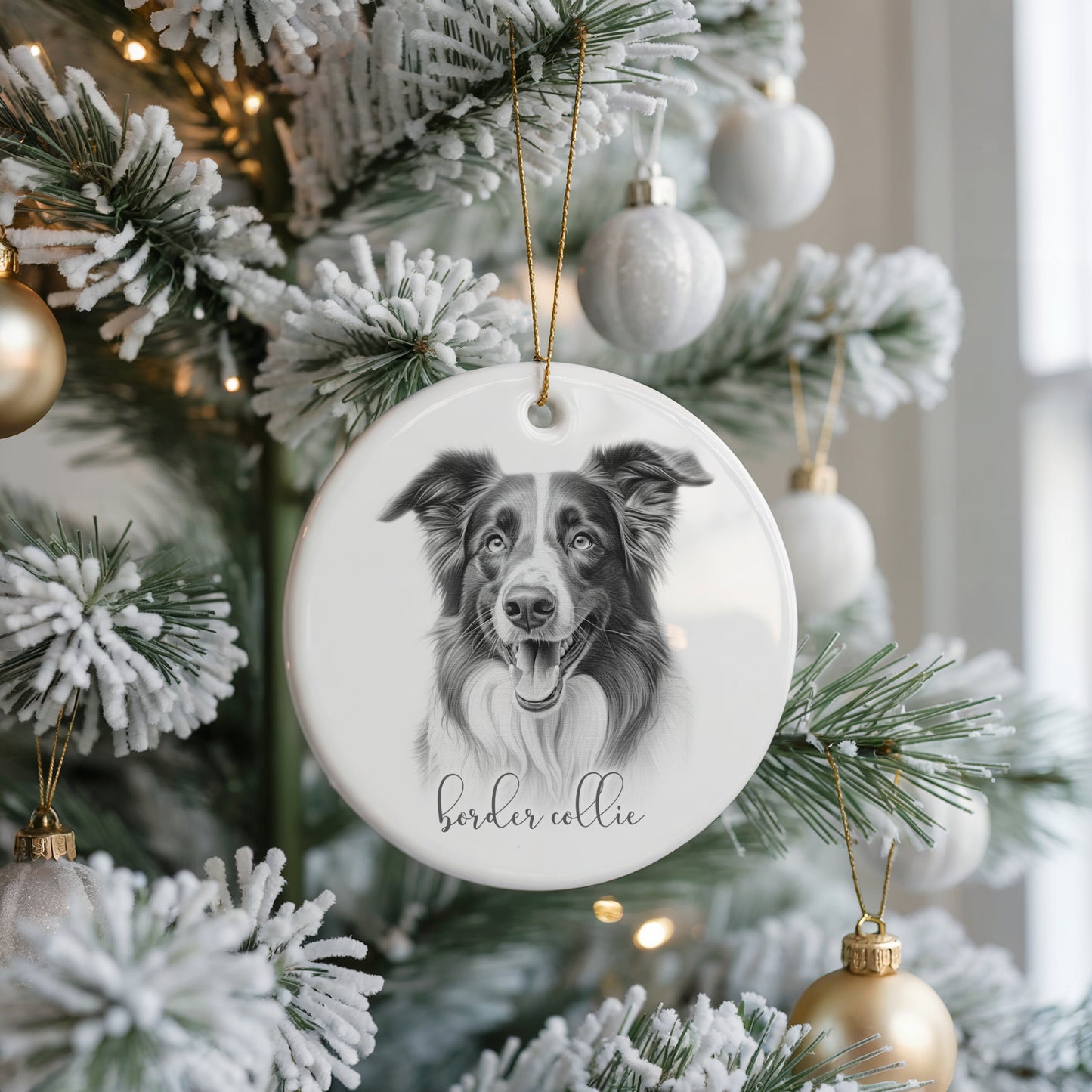 Personalised Border Collie Christmas bauble