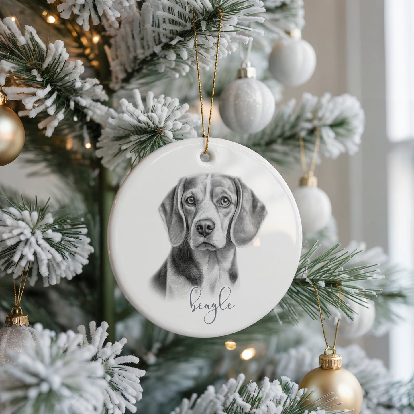Personalised Beagle Christmas bauble