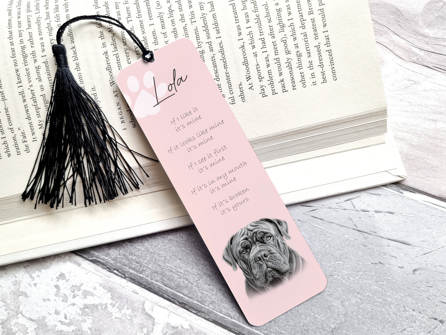 Personalised Neapolitan Mastiff Bookmark