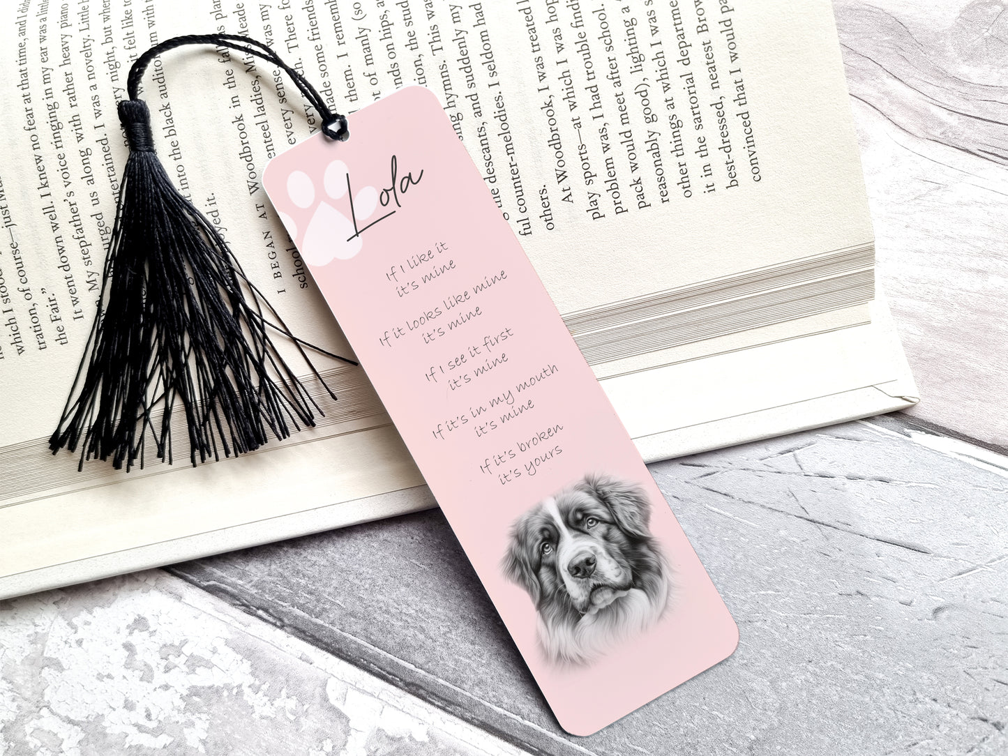 Personalised Saint Bernard Bookmark