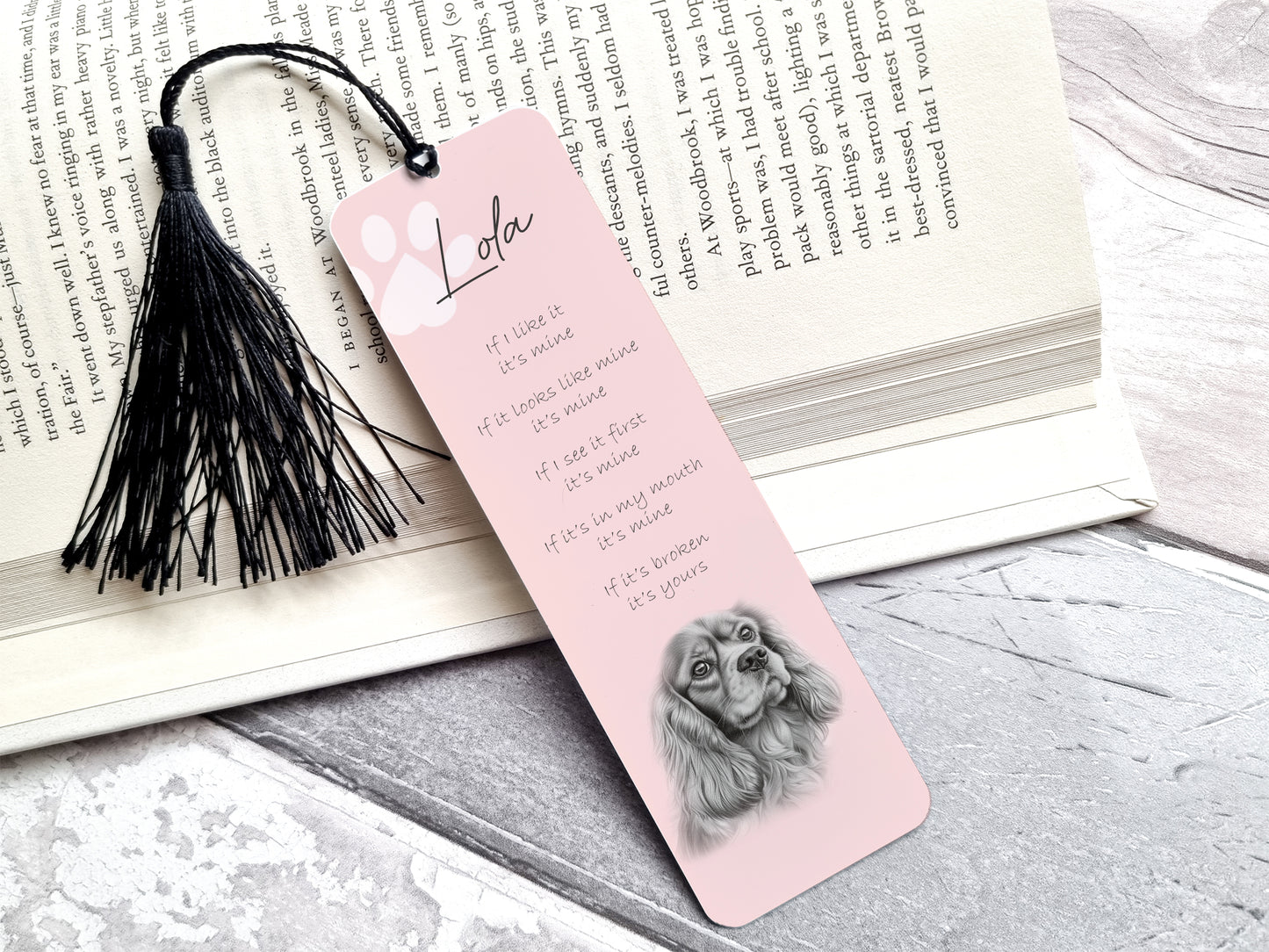 Personalised Ruby King Charles Bookmark