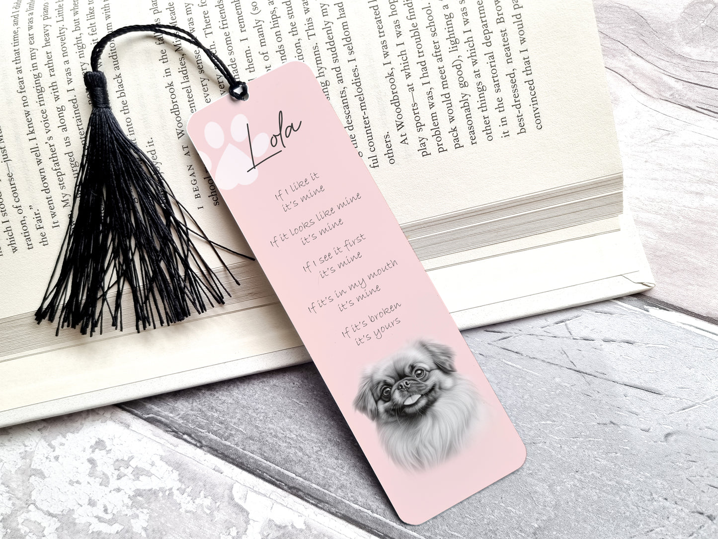 Personalised Pekinese Bookmark