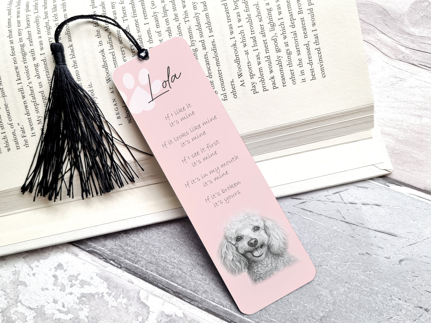 Personalised Miniature Poodle Bookmark