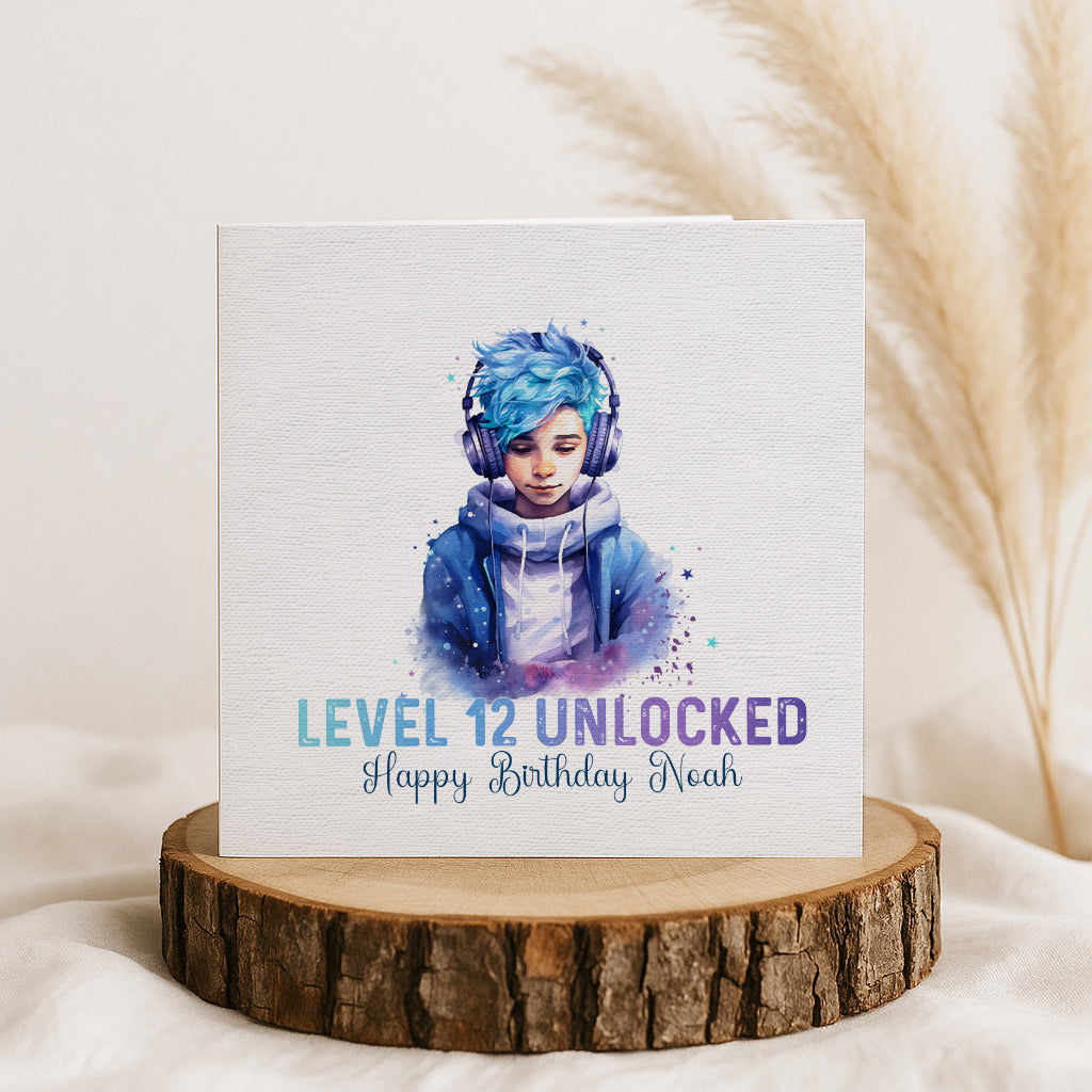 Personalised gamer boy birthday card