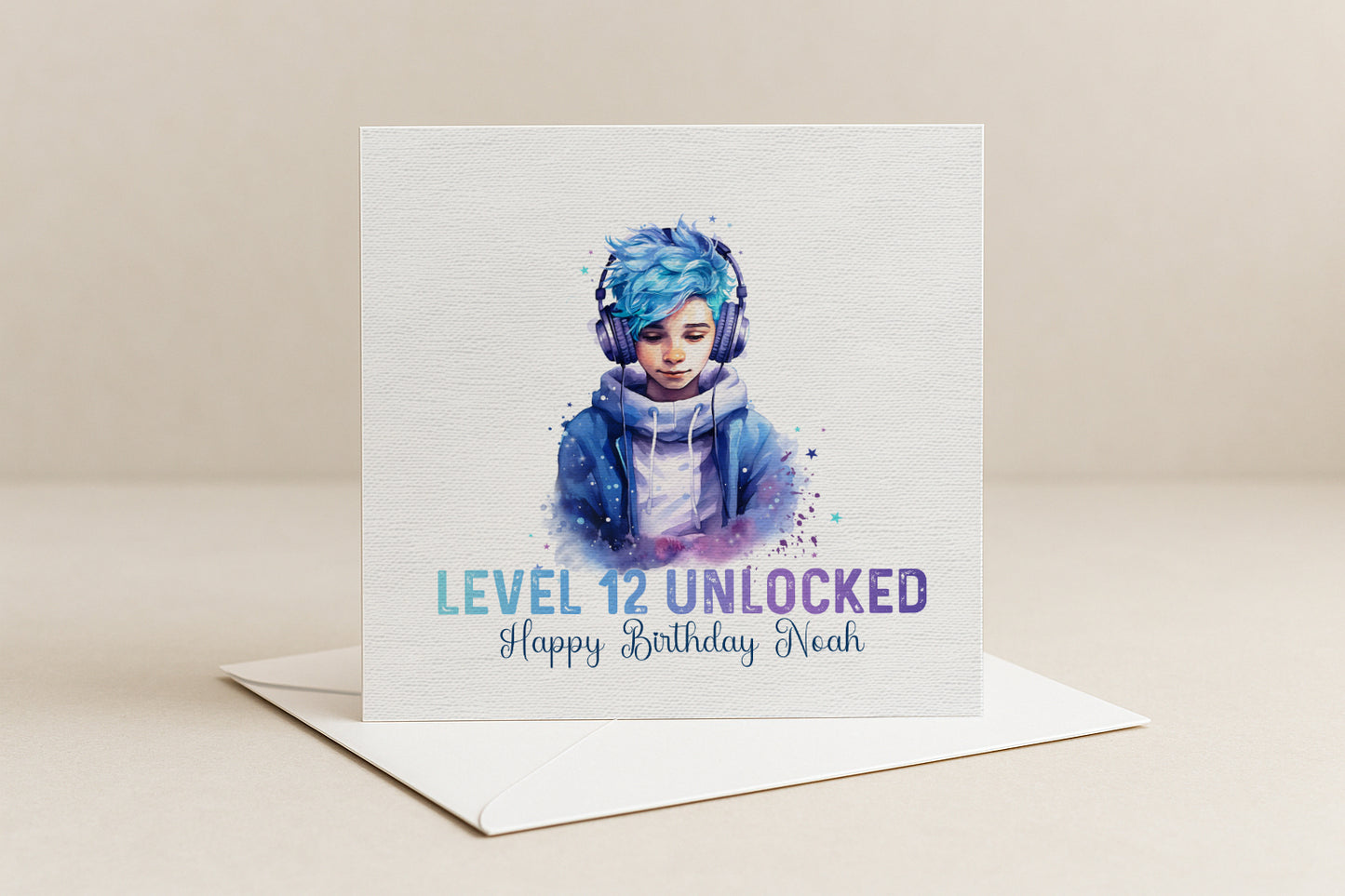 Personalised gamer boy birthday card