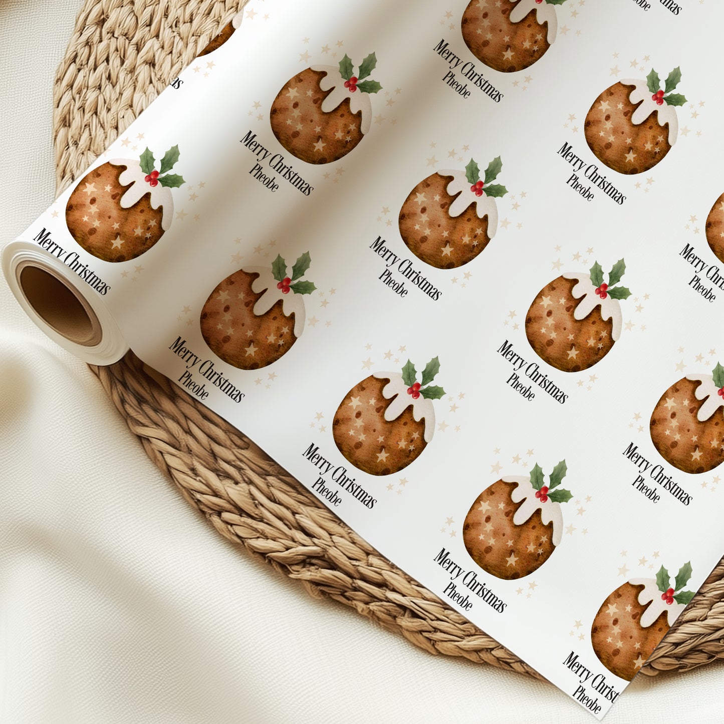 Personalised Christmas Pudding Wrapping Paper