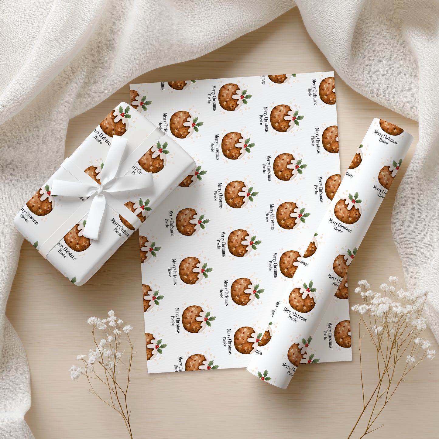 Personalised Christmas Pudding Wrapping Paper