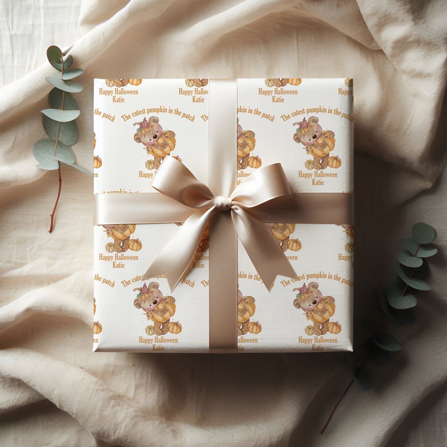 Cute Halloween Personalised Pumpkin Wrapping Paper