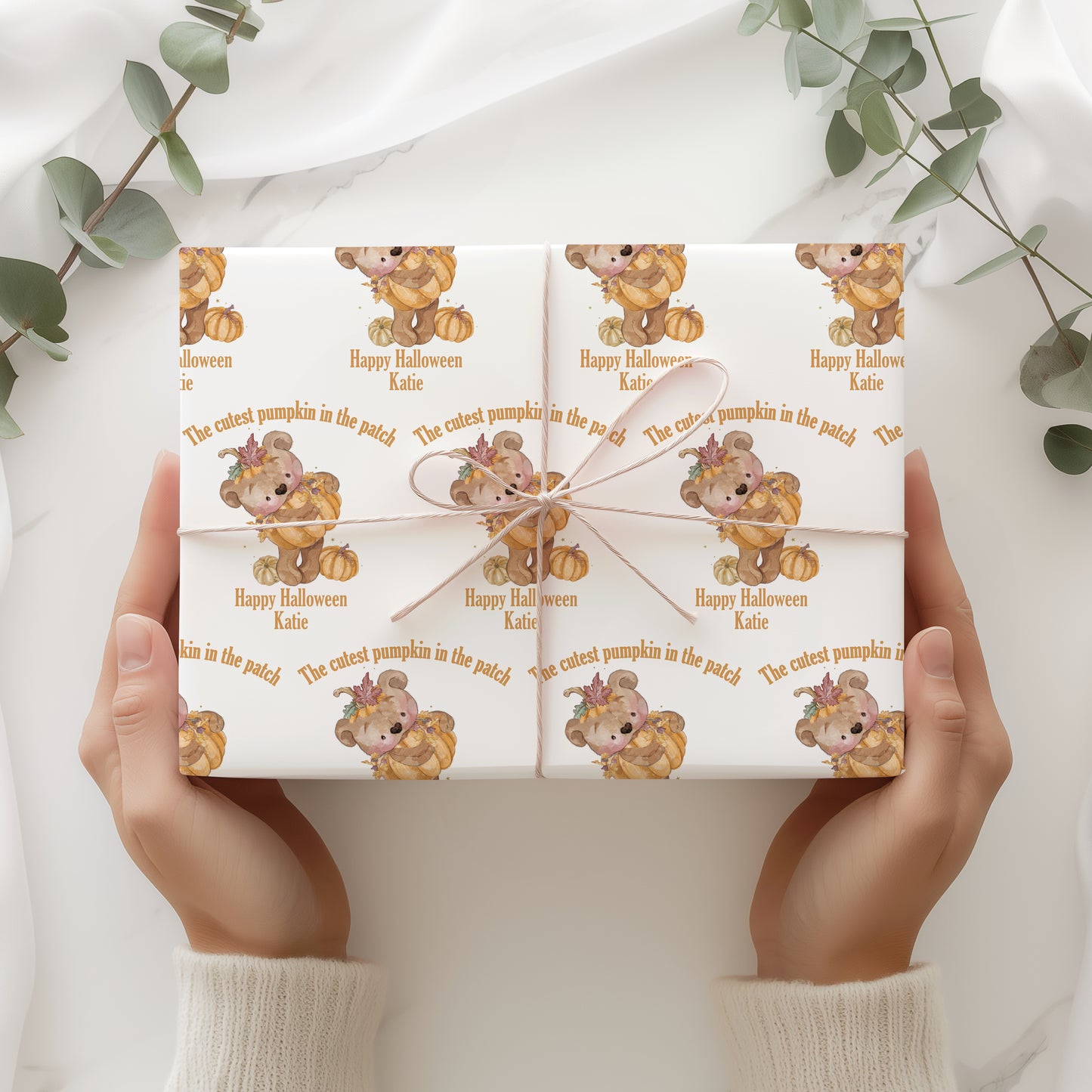 Cute Halloween Personalised Pumpkin Wrapping Paper