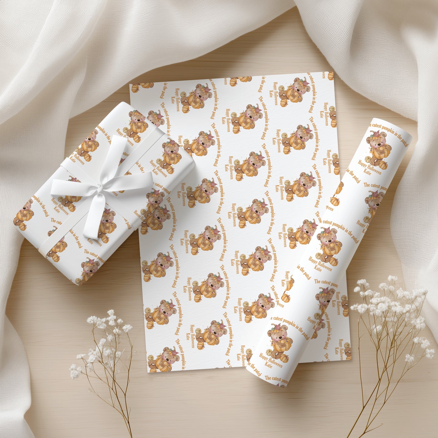 Cute Halloween Personalised Pumpkin Wrapping Paper