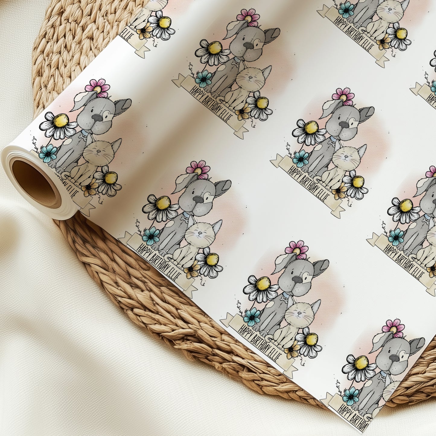 Personalised Dog and Cat Birthday Wrapping Paper