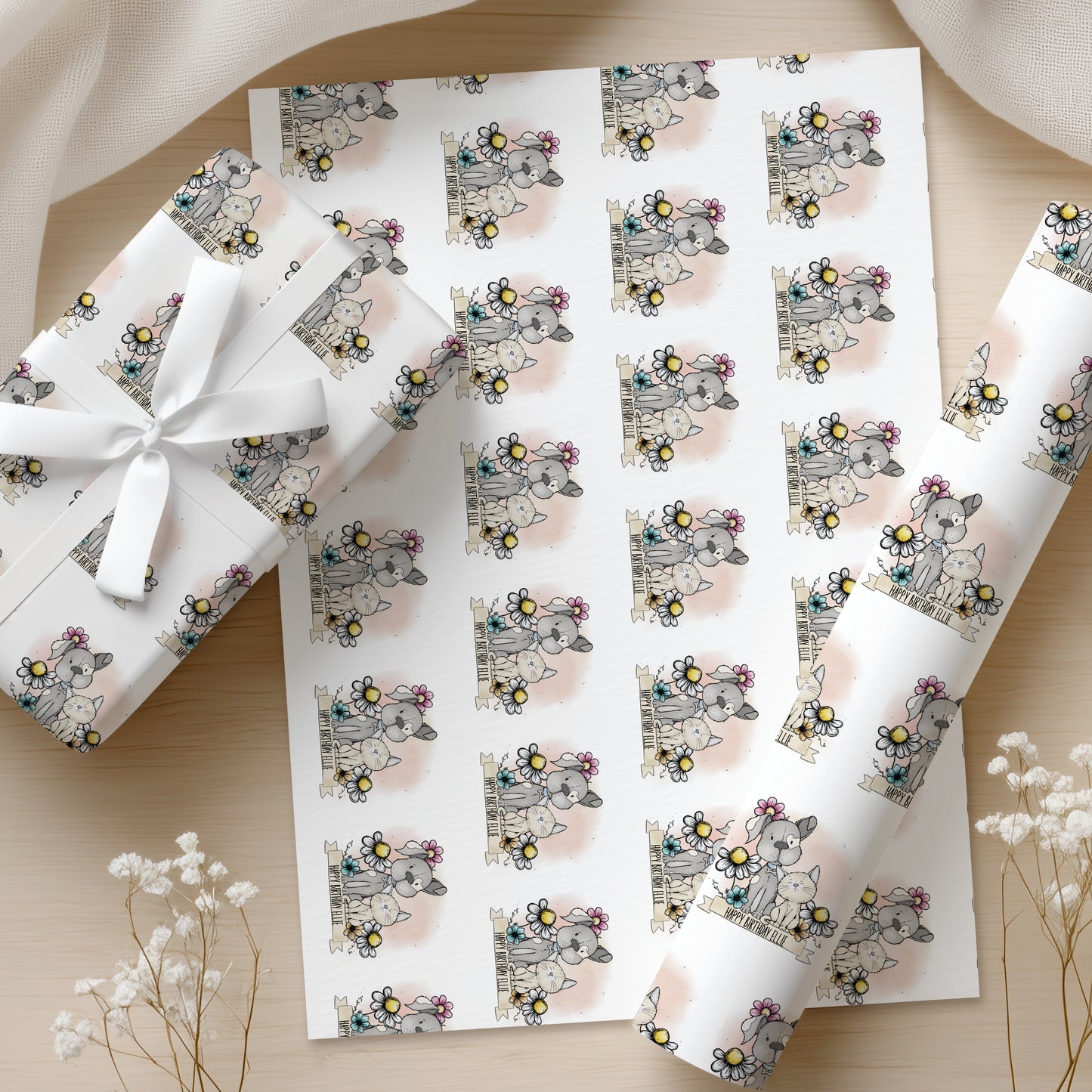 Personalised Dog and Cat Birthday Wrapping Paper