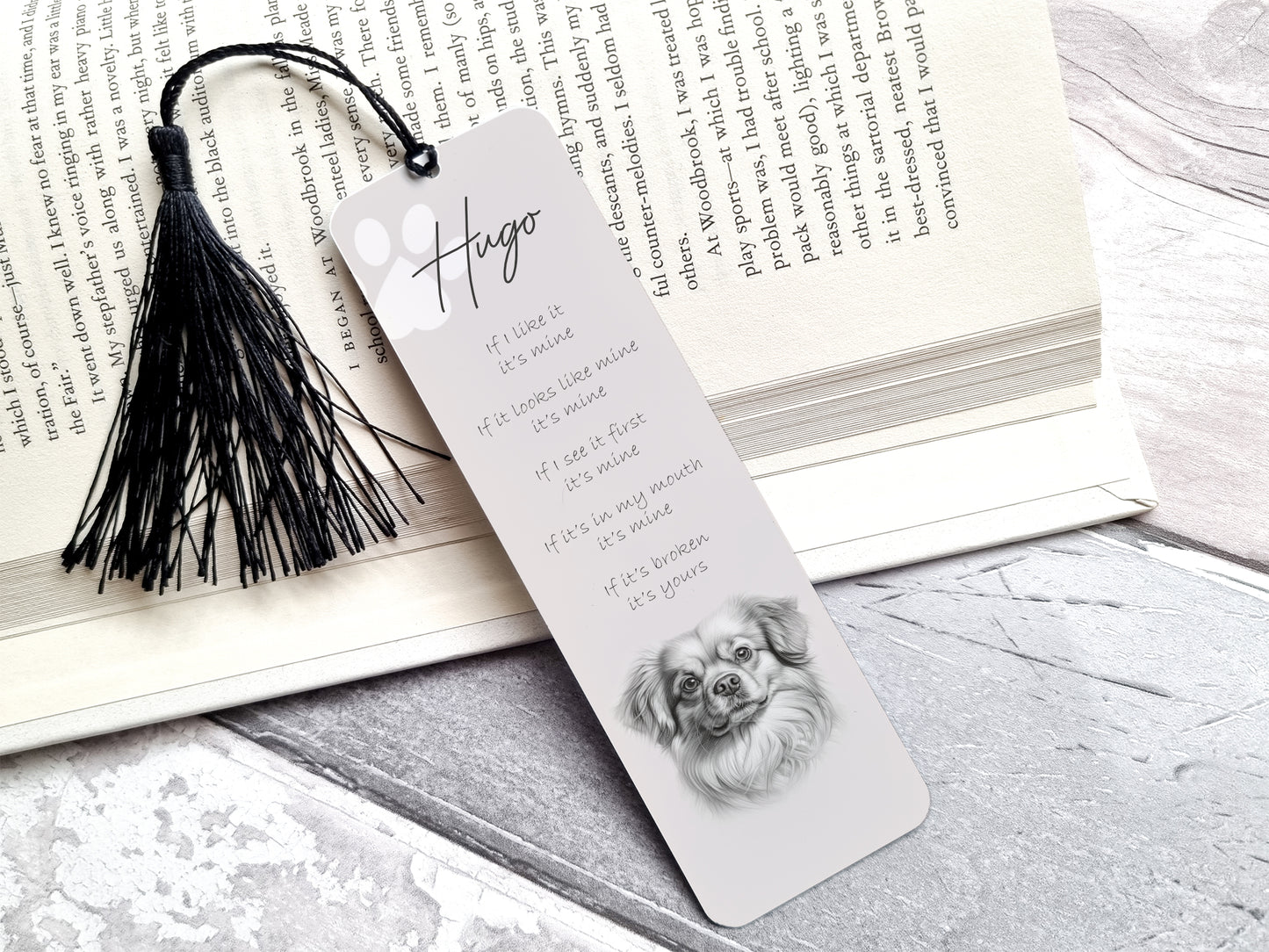 Personalised Tibetan Spaniel Bookmark