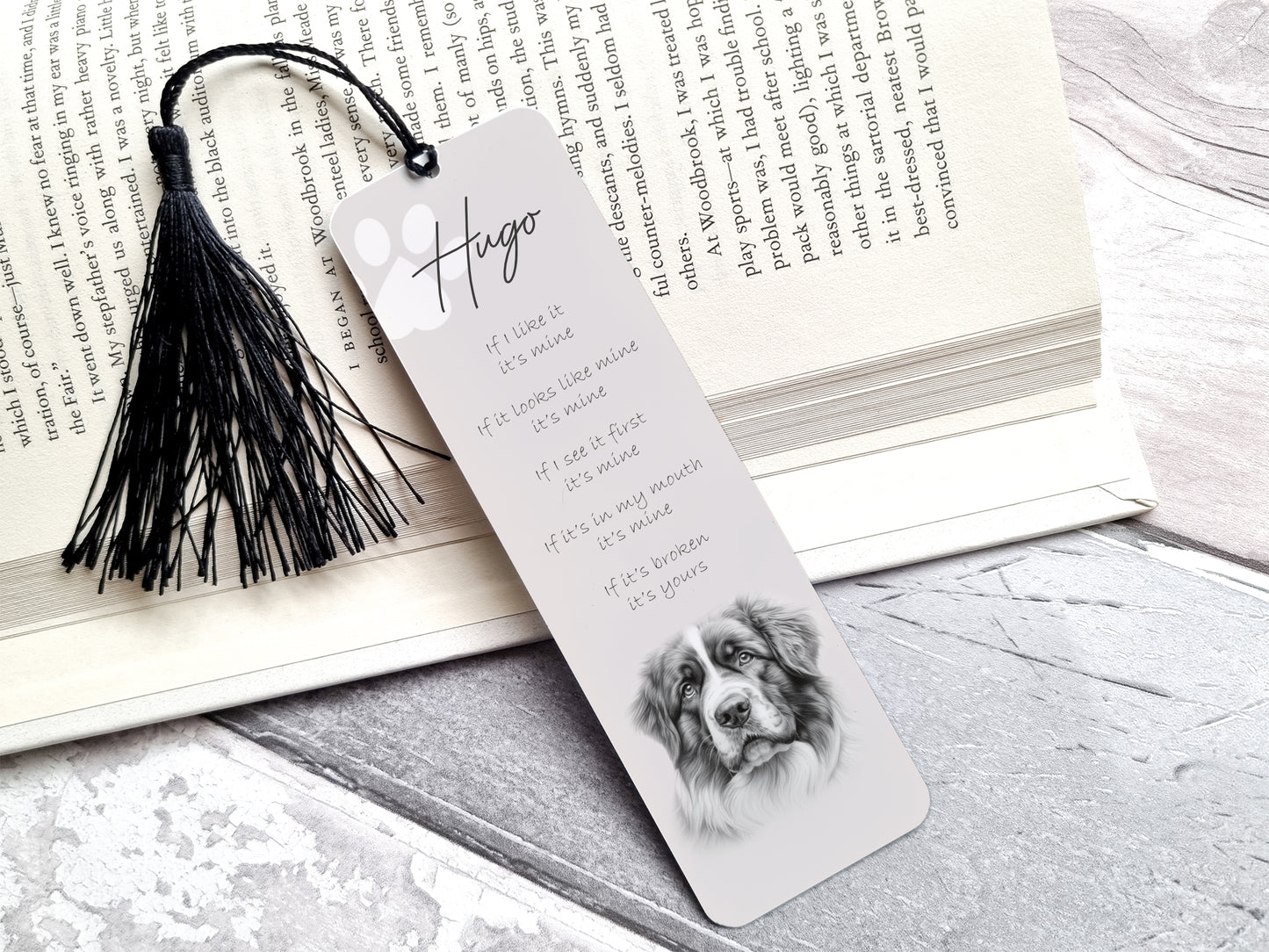 Personalised Saint Bernard Bookmark
