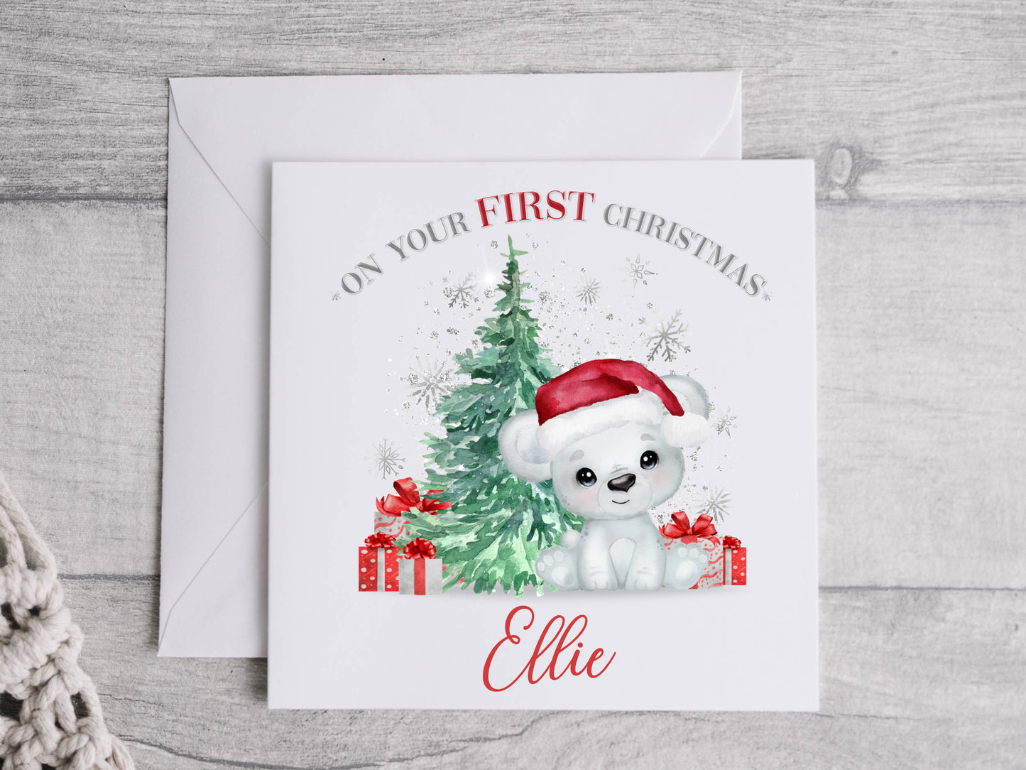 Personalised first christmas card, on your first christmas card, new baby christmas card